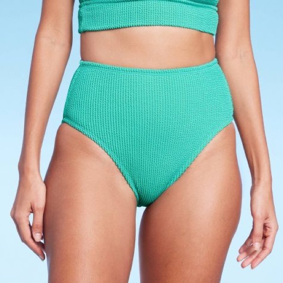 NWT Kona Sol Mid-Rise Medium Coverage Pucker Textured High Waist Bikini Bottom - Picture 4 of 4